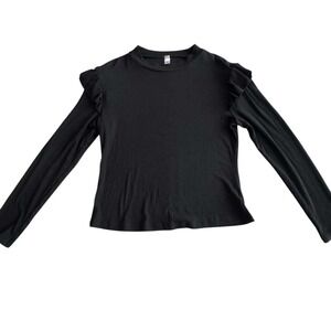 Black Ruffle Sleeve Top‎ | Women's Long Sleeve Blouse | Size XL